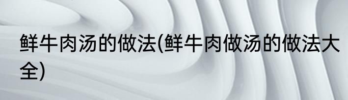 鲜牛肉汤的做法(鲜牛肉做汤的做法大全)