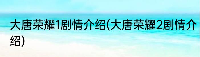 大唐荣耀1剧情介绍(大唐荣耀2剧情介绍)