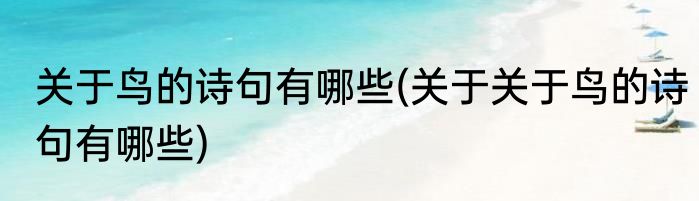关于鸟的诗句有哪些(关于关于鸟的诗句有哪些)