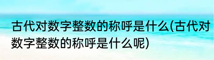 古代对数字整数的称呼是什么(古代对数字整数的称呼是什么呢)