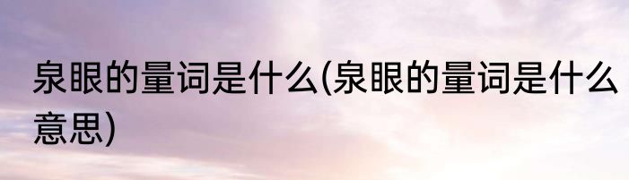 泉眼的量词是什么(泉眼的量词是什么意思)