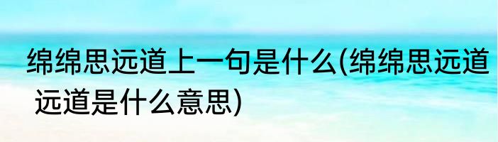 绵绵思远道上一句是什么(绵绵思远道 远道是什么意思)