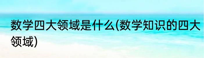 数学四大领域是什么(数学知识的四大领域)