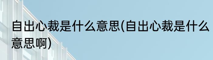自出心裁是什么意思(自出心裁是什么意思啊)