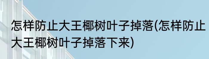 怎样防止大王椰树叶子掉落(怎样防止大王椰树叶子掉落下来)