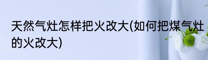 天然气灶怎样把火改大(如何把煤气灶的火改大)