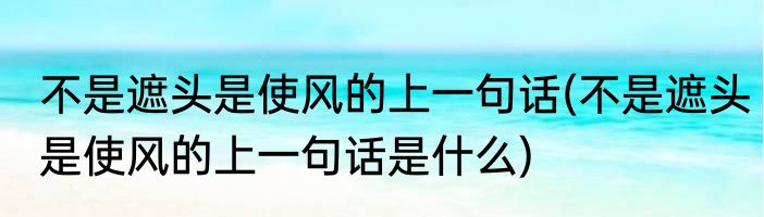 不是遮头是使风的上一句话(不是遮头是使风的上一句话是什么)