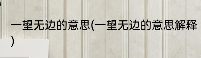 一望无边的意思(一望无边的意思解释)