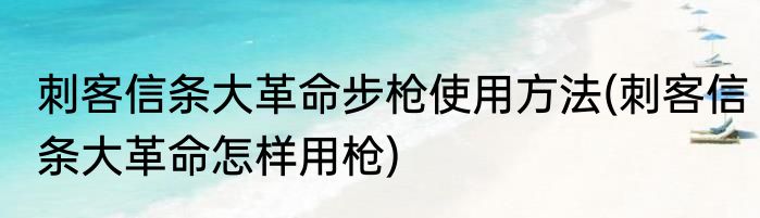 刺客信条大革命步枪使用方法(刺客信条大革命怎样用枪)