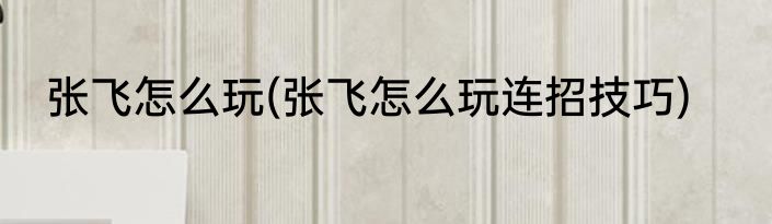 张飞怎么玩(张飞怎么玩连招技巧)