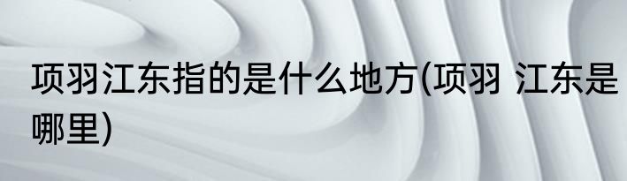 项羽江东指的是什么地方(项羽 江东是哪里)