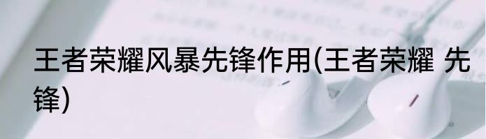 王者荣耀风暴先锋作用(王者荣耀 先锋)