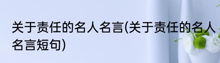 关于责任的名人名言(关于责任的名人名言短句)