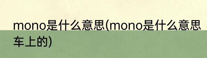 mono是什么意思(mono是什么意思车上的)