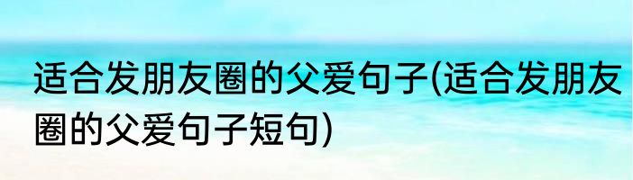 适合发朋友圈的父爱句子(适合发朋友圈的父爱句子短句)