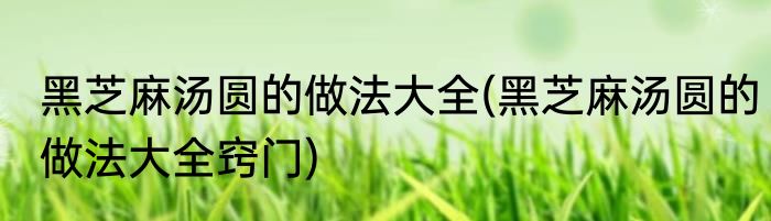 黑芝麻汤圆的做法大全(黑芝麻汤圆的做法大全窍门)