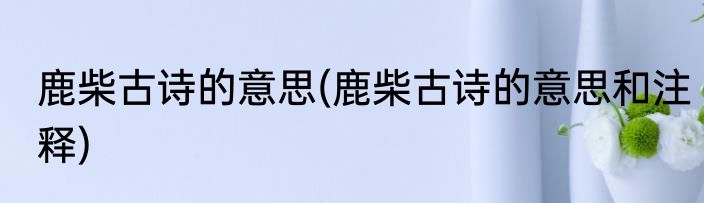 鹿柴古诗的意思(鹿柴古诗的意思和注释)