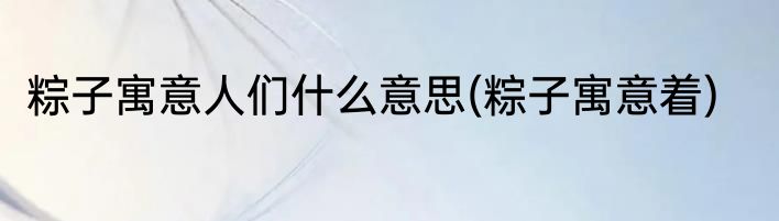 粽子寓意人们什么意思(粽子寓意着)