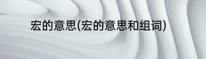 宏的意思(宏的意思和组词)