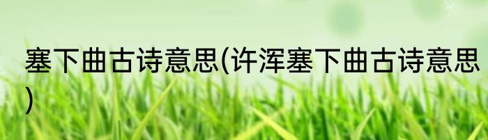 塞下曲古诗意思(许浑塞下曲古诗意思)