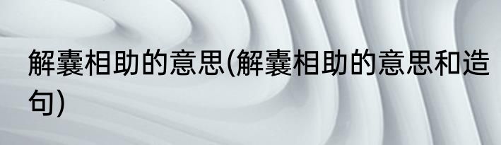 解囊相助的意思(解囊相助的意思和造句)