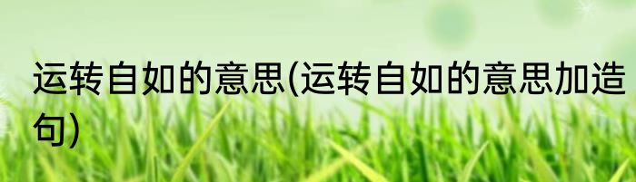 运转自如的意思(运转自如的意思加造句)