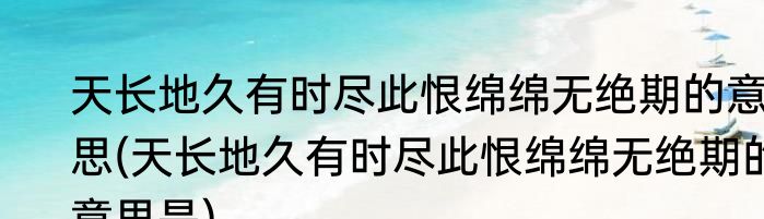 天长地久有时尽此恨绵绵无绝期的意思(天长地久有时尽此恨绵绵无绝期的意思是)