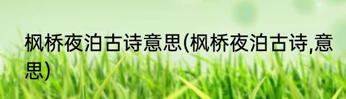 枫桥夜泊古诗意思(枫桥夜泊古诗,意思)