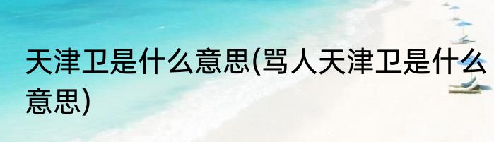 天津卫是什么意思(骂人天津卫是什么意思)