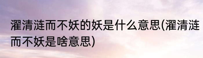 濯清涟而不妖的妖是什么意思(濯清涟而不妖是啥意思)
