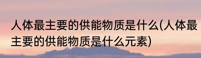 人体最主要的供能物质是什么(人体最主要的供能物质是什么元素)