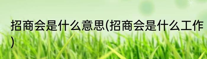 招商会是什么意思(招商会是什么工作)