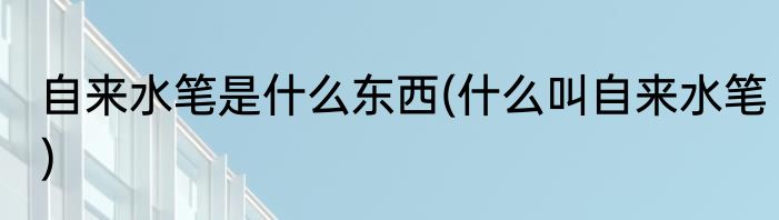 自来水笔是什么东西(什么叫自来水笔)