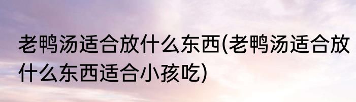 老鸭汤适合放什么东西(老鸭汤适合放什么东西适合小孩吃)