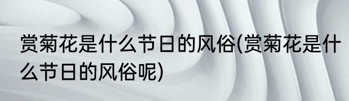 赏菊花是什么节日的风俗(赏菊花是什么节日的风俗呢)