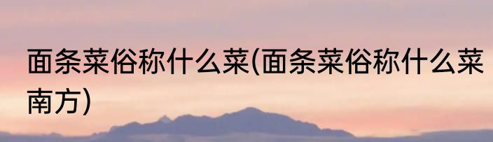 面条菜俗称什么菜(面条菜俗称什么菜南方)