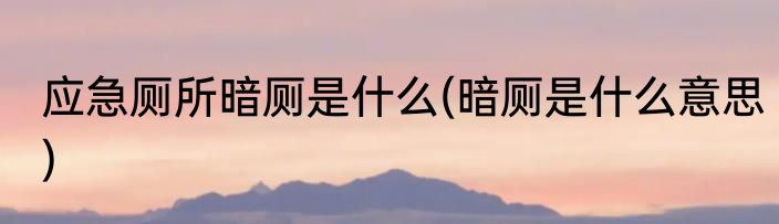 应急厕所暗厕是什么(暗厕是什么意思)