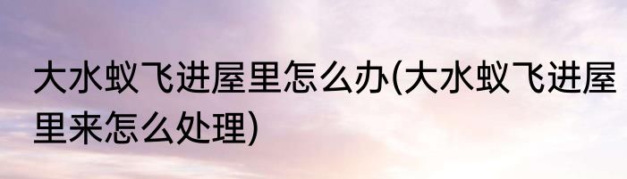 大水蚁飞进屋里怎么办(大水蚁飞进屋里来怎么处理)