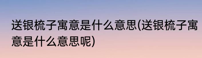 送银梳子寓意是什么意思(送银梳子寓意是什么意思呢)