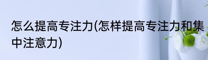 怎么提高专注力(怎样提高专注力和集中注意力)