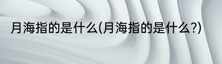 月海指的是什么(月海指的是什么?)