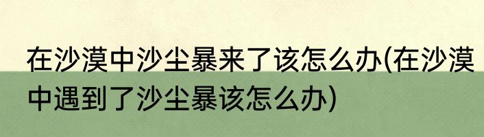 在沙漠中沙尘暴来了该怎么办(在沙漠中遇到了沙尘暴该怎么办)
