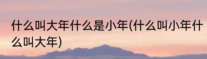 什么叫大年什么是小年(什么叫小年什么叫大年)