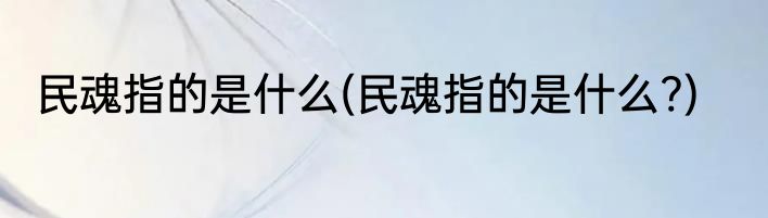 民魂指的是什么(民魂指的是什么?)