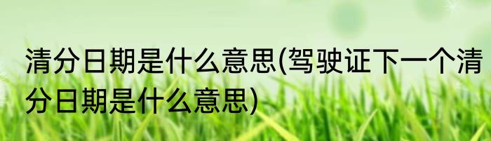 清分日期是什么意思(驾驶证下一个清分日期是什么意思)