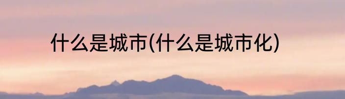 什么是城市(什么是城市化)