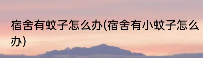 宿舍有蚊子怎么办(宿舍有小蚊子怎么办)