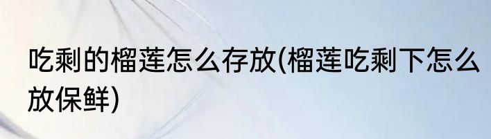 吃剩的榴莲怎么存放(榴莲吃剩下怎么放保鲜)