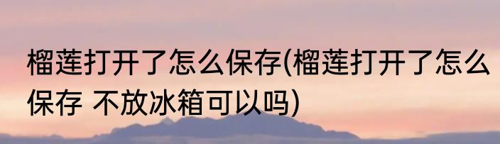榴莲打开了怎么保存(榴莲打开了怎么保存 不放冰箱可以吗)