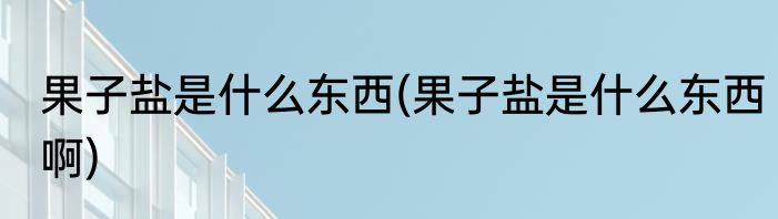 果子盐是什么东西(果子盐是什么东西啊)